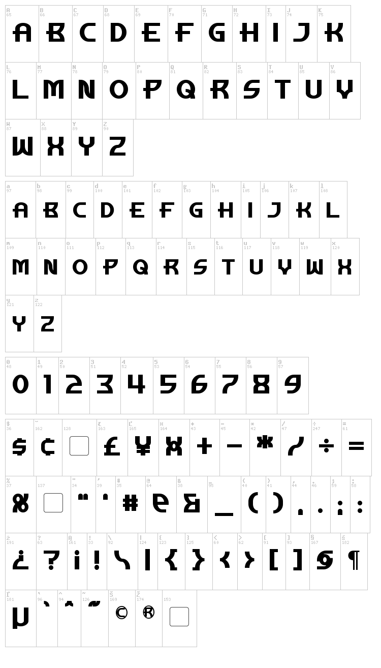 Manhattan Tower font map